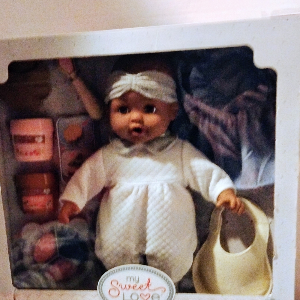 Sweet Love Baby Doll Set with White and Cream Accessories
